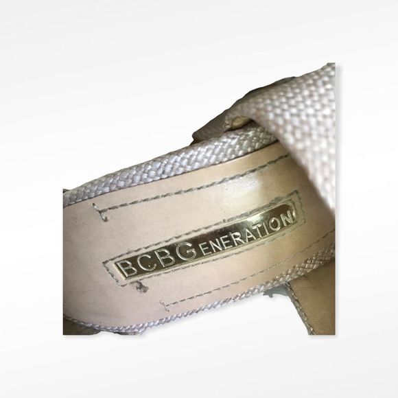 BCBGeneration Rando Corkwood Wedges Platform Tan Open Toe Zip Heel Size 7 - Picture 7 of 7